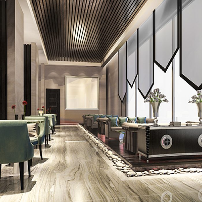 3d rendering luxury hotel reception hall and lobby reception